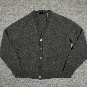 Vintage Grant Thomas Cardigan Sweater Mens XL (fits small) Gray Wool Knit